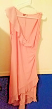 Guess Pink V- Neck Ruched Sleeveless Dress SZ L