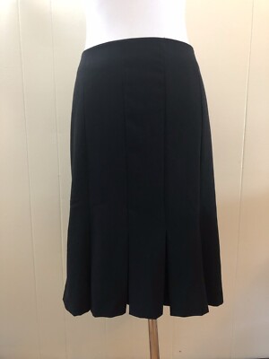 A B Studio Women s Skirt Below Knee Pleated Zip Black Size 8