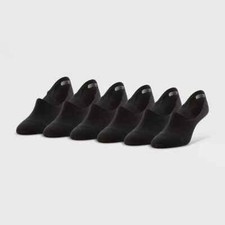 Peds Women's Extended Size Mesh 6pk Sport Cut Liner Socks - Black Size 8-12