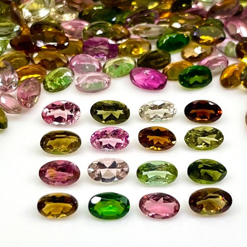 30 Pcs Natural Multi Tourmaline 5x3mm Oval Cut Loose Untreated Gemstones Lot - Picture 7 of 19