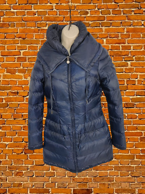GUESS MARINEBLAUER MANTEL XSMALL DAMEN WEICH WATTIERT KRAGEN REISSVERSCHLUSS JACKE