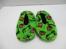 Minecraft Slippers Boys Medium Large 13-4 Green Creeper TNT Slip On New
