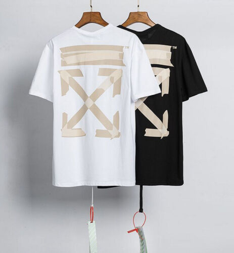 New OFF WHITE OW Graffiti arrow Print Casual Short Sleeve Tee Top Unisex T-Shirt - Afbeelding 1 van 13