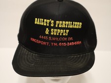 Vintage Baileys fertilizer and supply black baseball hat 1980's H171