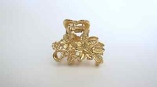 Small mini gold metal flowers leaf hair claw clip