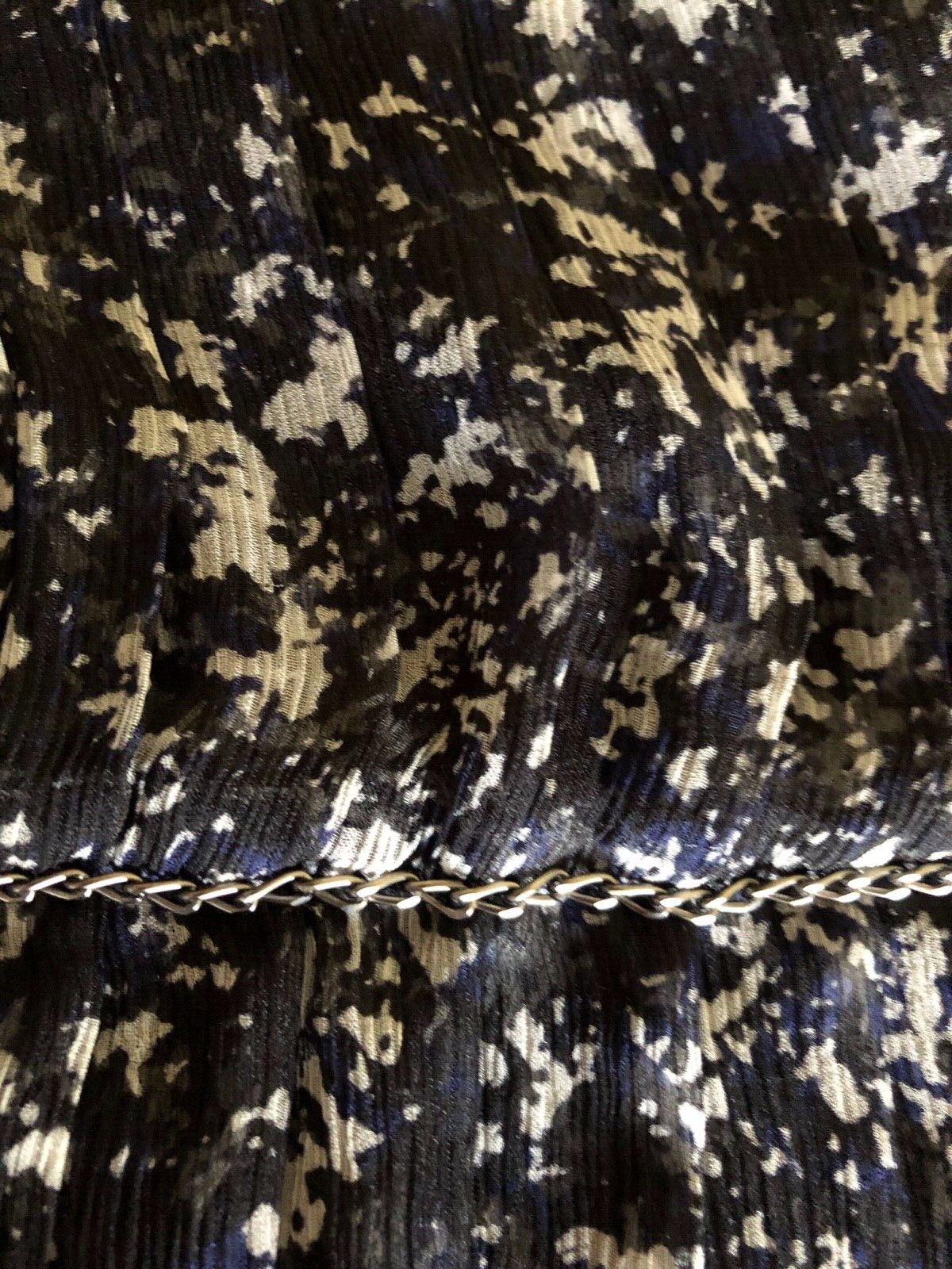 CHANEL 14P VINTAGE TWEED BLUE ECRU JACKET BRAID TRIM CHIFFON CC BUTTONS FR36-38 image 10