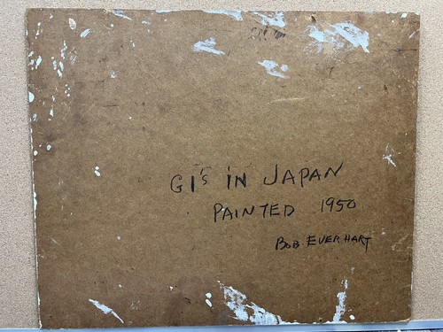 JAPAN COLD WAR~1950 VINTAGE~ PROTEST ART PAINTING ACRYLIC ON WOOD 23" X 19" - Picture 6 of 6
