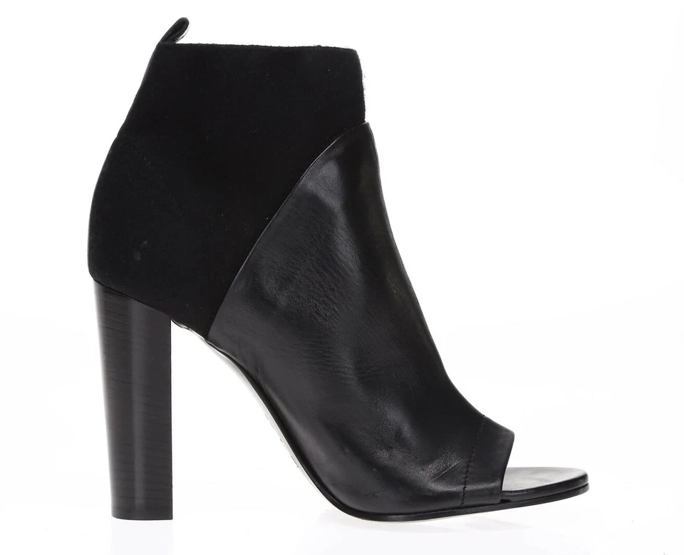 Vince Mujer Cuero Negro Tobillo Punta Abierta Botines Zapatos Talla 11 M ¡Nuevo! 229892 Foto 4 de 4