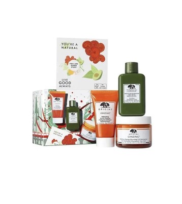 Origins GinZing & Mega Mushroom Hydrating 3 Pieces Glow Kit Set