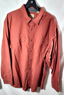 Redhead Mens 2XL Tall Red Long Sleeve Thick Woven Button Up Shirt