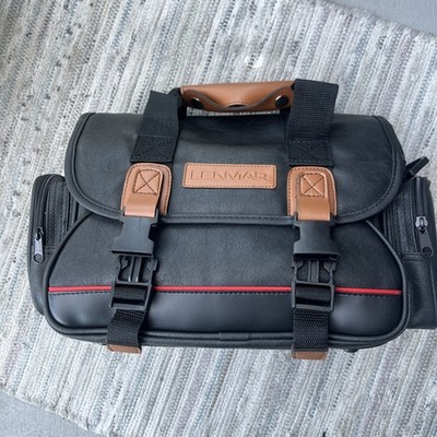 Vintage Lenmar Black Leather Padded Camera Bag w/ Shoulder Strap Good Shape