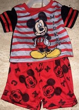 Disney Mickey Mouse Infant Pajama Set 12 Months Black Red NWT