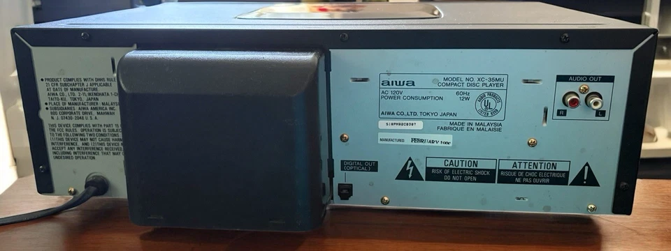 Reproductor y cambiador de CD de 5 discos AIWA XC-30M sin control remoto Foto 2 de 4