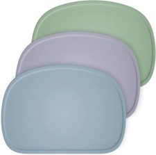 Set of 3 Silicone Placemats with Raised Edges for Kids,Toddlers,Babies, Non-Slip