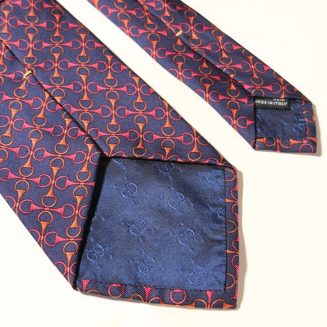 Gucci Necktie Tie 100% Silk Navy Red All-over Pattern 3.5 inches From Japan thumbnail 19