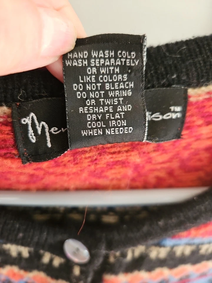 Cárdigan Mercer & Madison 100 % lana de cordero suéter bolsillos elásticos pequeño, hecho en Reino Unido  Foto 4 de 4