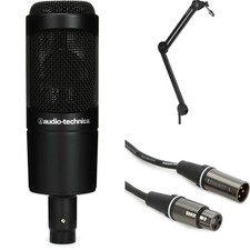 Audio-Technica AT2035 Large-diaphragm Condenser Microphone and Broadcast Boom