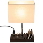 Upgraded 3 USB Table Lamp 2 USB A  C Charging Ports 2 AC Outlets Phone Stand