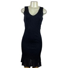 Ralph Lauren Women's Black Knit Sleeveless Sheath Dress Flared Hem Sz S