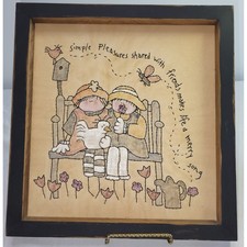 Primitive Folk Art Framed Wall Decor Simple Pleasures Shared With Friends