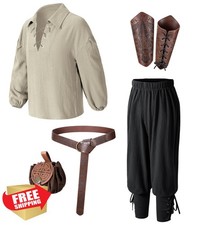 Boys Medieval Viking Pirate Tunic Pants Costume 3-14 Years