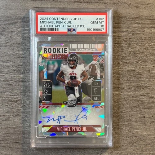 2024 Contenders Optic Michael Penix Jr Cracked Ice Autograph /22 PSA 10