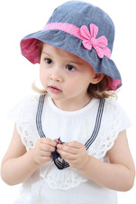Toddler Kids Baby Girl Sun Hat Floppy Cotton Summer Hat 50 SPF Protective