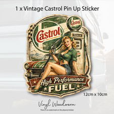 CASTROL Chequered Shield Motor Oil Classic Vintage Pin Up Car Sticker Decal Bike