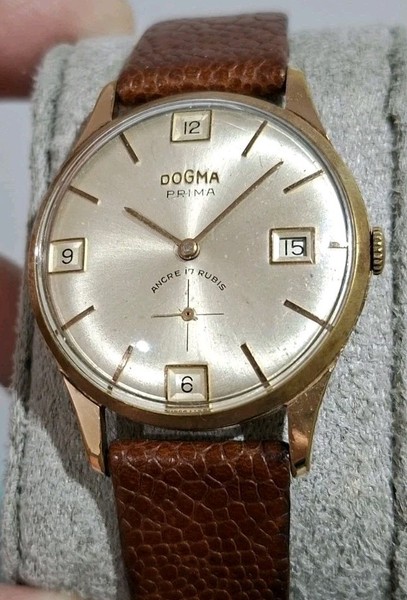 RARE VINTAGE DOGMA PRIMA CALENDAR SWISS WATCH LIMITED EDITION FOR MEN 1950
