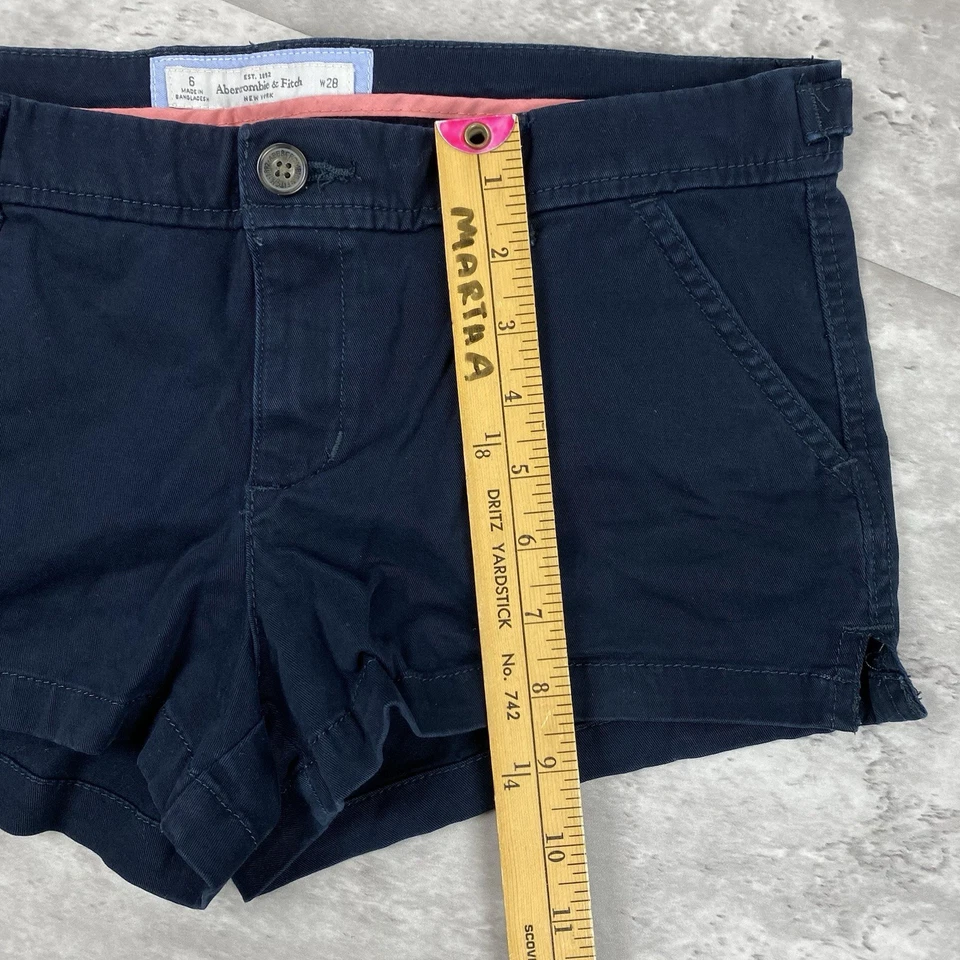 Micro shorts vintage ABERCROMBIE & FITCH 28 azul marino Y2K tiro bajo caqui Foto 4 de 4