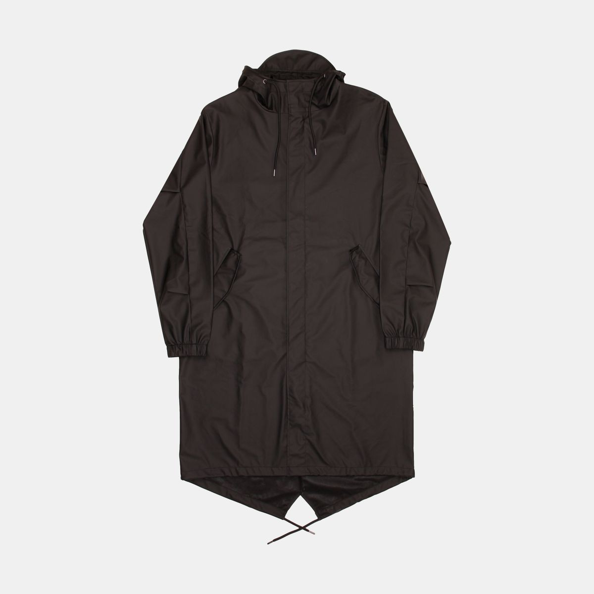Rains Fishtale Mid-Length Parka for Men in Black Size M Polyester