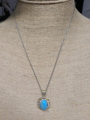 Karis Mojave blau Türkis 7,70 ctw Anhänger in 18K YG vergoldet Edelstahl 20''