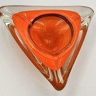 MCM Sommerso Murano Orange Triangle Heavy Thick Cased Glass Ashtray Modernist