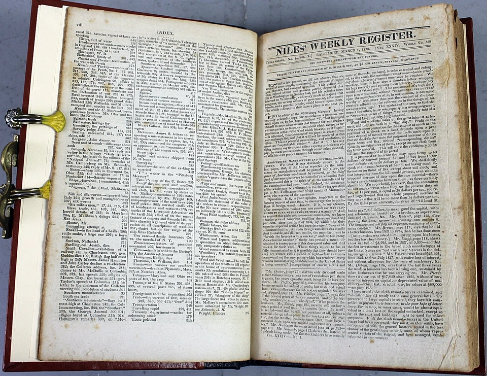 Niles' Weekly Register Volume 34 March-Sept 1828 Historical Political Essays - Image 3 of 4