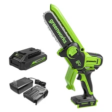 Greenworks 24V 6 inch Pruning Saw mini Chainsaw w/ 2Ah Battery and 2A Charger