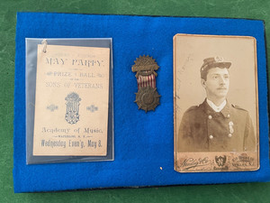 1888  Post  Sons of Vets  Medal I.D  Cabinet Card of Fred Romain,and Dance Card