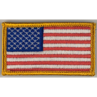 American Flag Patch - Full Color - Hook Fastener - Gold Border