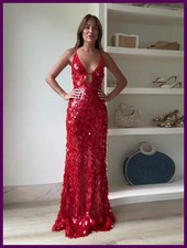2025 Glitter Sequins Spaghetti Straps Women's Evening Dress Sleeveless Backless