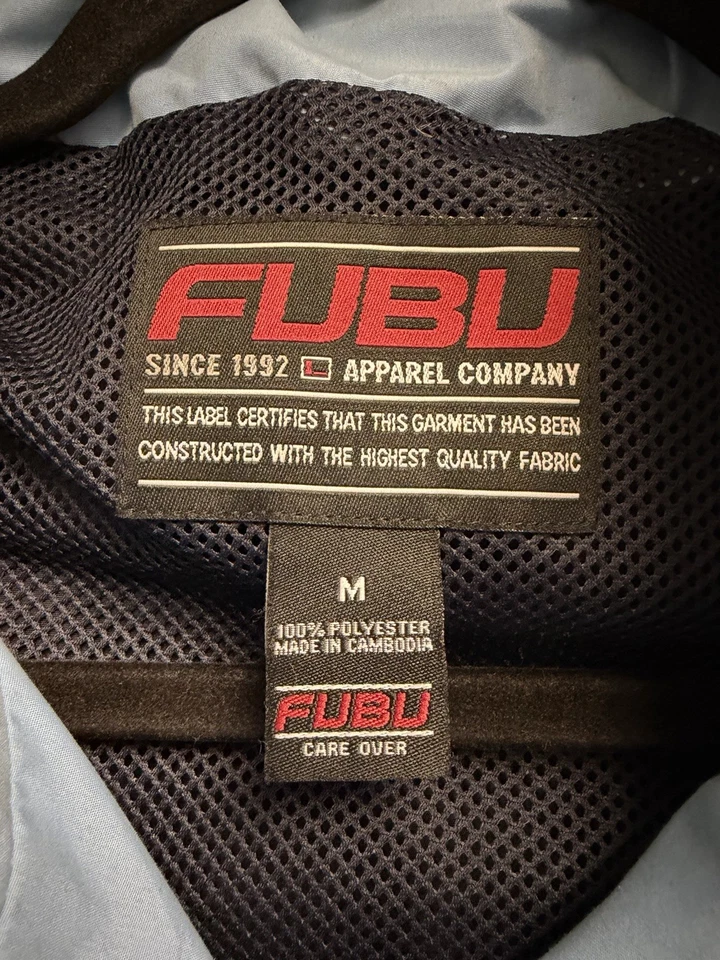Chaqueta de Pista FUBU De Colección Azul Marino XL 2000s Rayas Cortavientos Hip Hop Y2K Foto 3 de 4