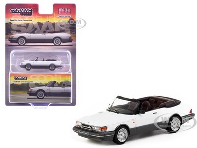 SAAB 900 TURBO CONVERTIBLE WHITE 1/64 DIECAST MODEL BY TARMAC