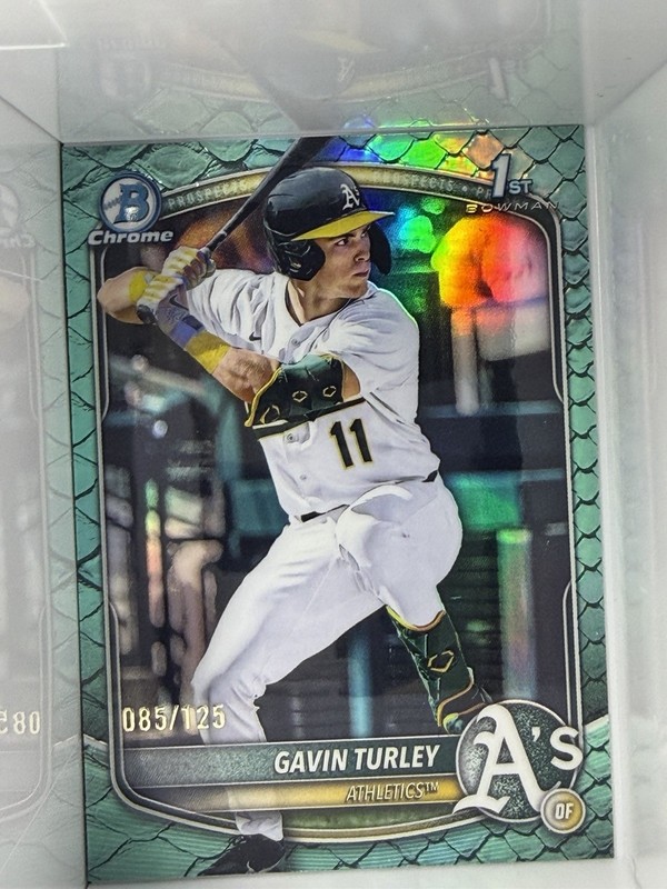 Topps 2025 Bowman Draft Chrome 1st Bowman Rookie Gavin Turley #BDC-28 /125 A's