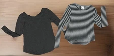 Cabi Gray ATC Cross Back Shirt And Black Stripped Pivot Tee Women's Size Small