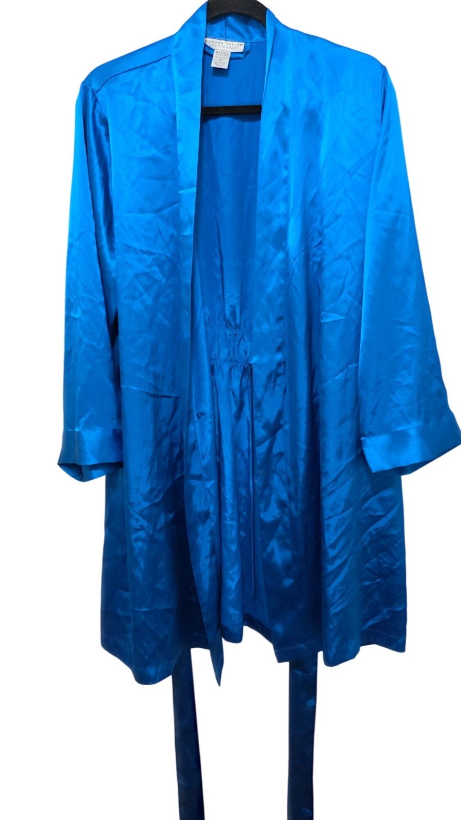 Morgan Taylor Intimates Women's Blue Satin Robe Waist Tie M
