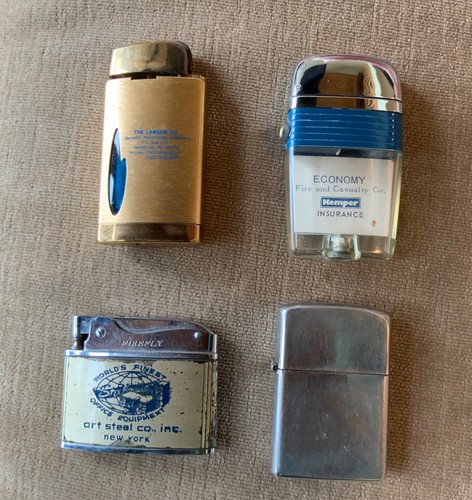 Lot of 4 Vintage Lighters, Firefly, Scripto Butane, Scripto VU-Lighter & SMC