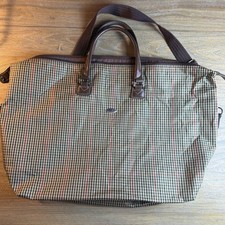 Diane Von Furstenberg DVF Brown Check Overnight Travel Big Duffle Weekend Bag