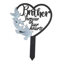 HPMAISON 11 inch Metal Memorial Stake Grave Decorations for Cemetery Brother