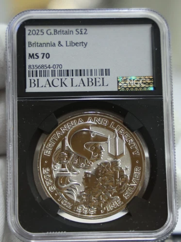 2025 Great Britain Britannia & Liberty Silver NGC MS70 Black Label.