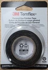3M Temflex 3407 Friction Tape, 3/4" x 20', Black