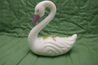 Vtg Fenton Milk Glass Swan Figurine - Violets in the Snow - Signed