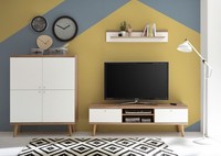 Wohnwand Merle Anbauwand 3-Teilig Eiche Riviera Weiß Matt Wohnzimmer 83152710